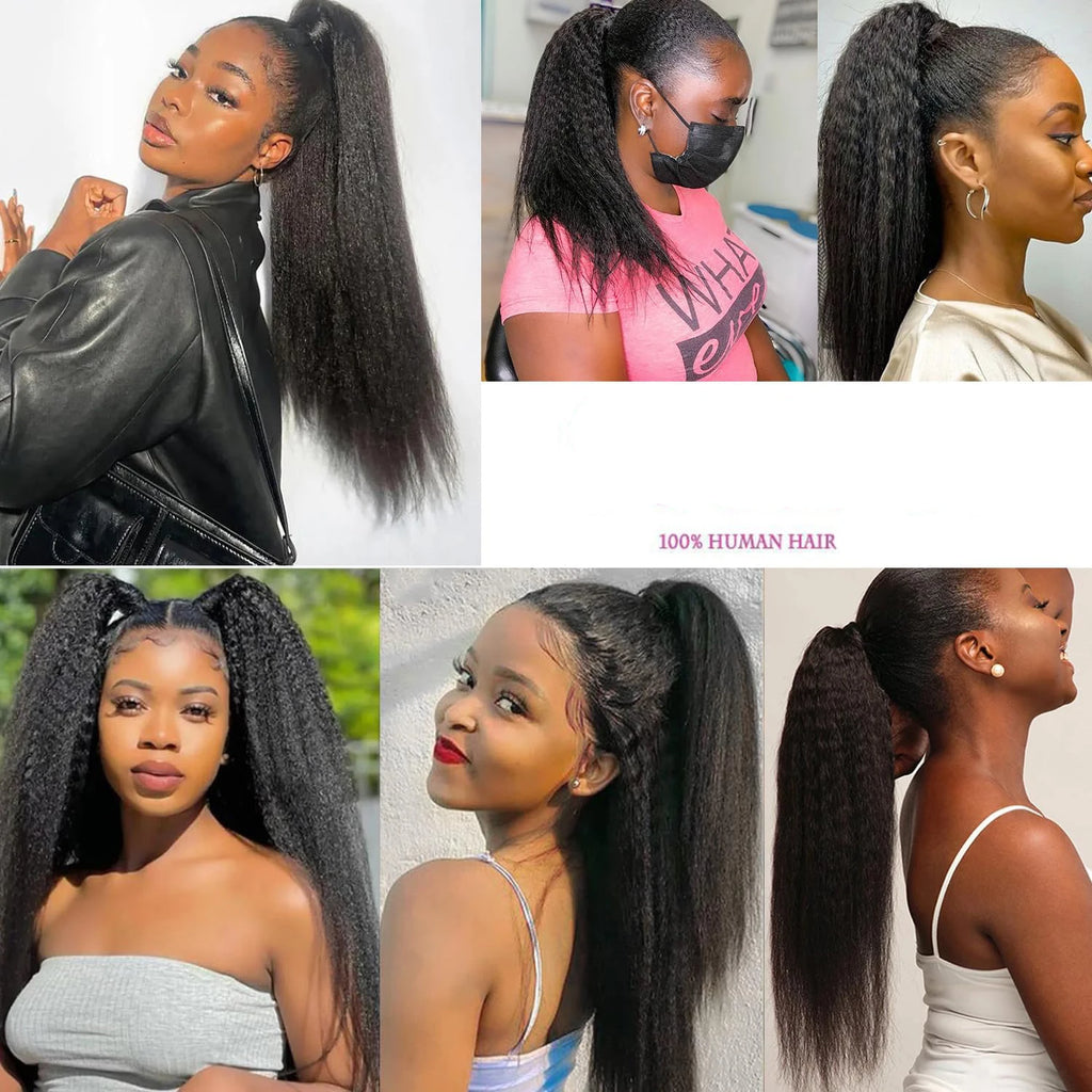 Kinky Straight Wrap Drawstring Kinky Straight Human Hair