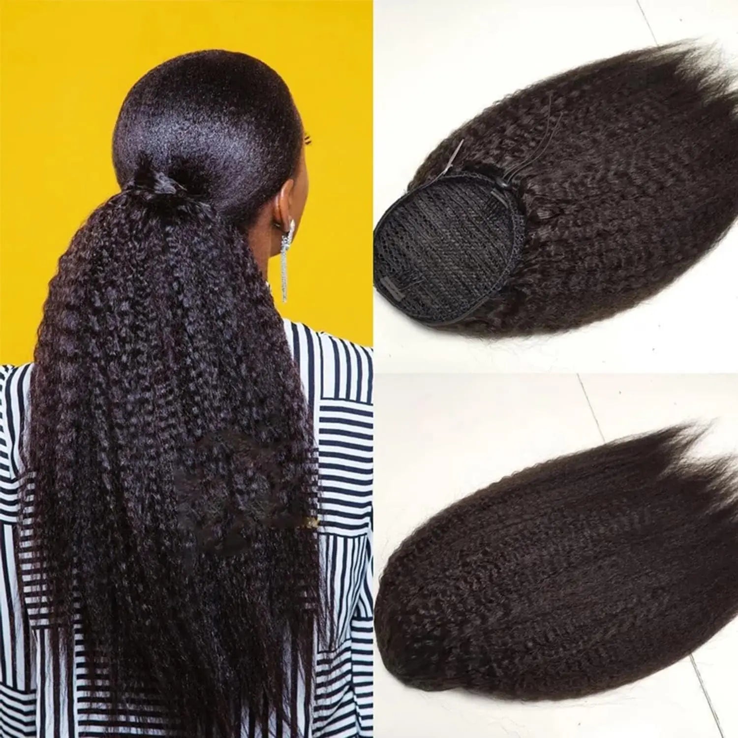 Kinky Straight Wrap Drawstring Kinky Straight Human Hair