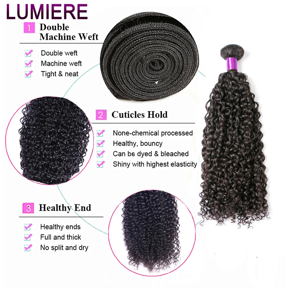 12A Afro Kinky Curly Human Hair 1/3/4 Bundles Deal 30 40 Inch Loose Deep  Curly Bundle HAIR