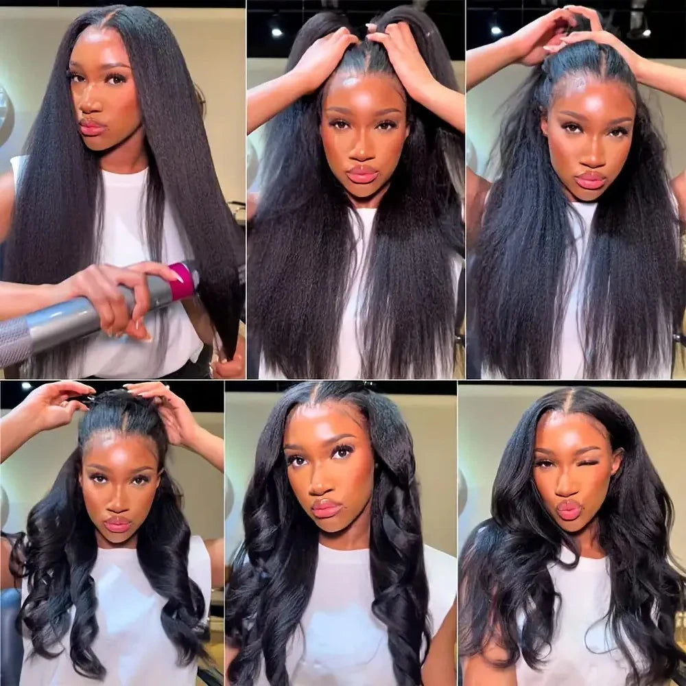 30 32 Inch 13x6 Hd Lace Frontal Wig Human Hair Kinky Straight Wig
