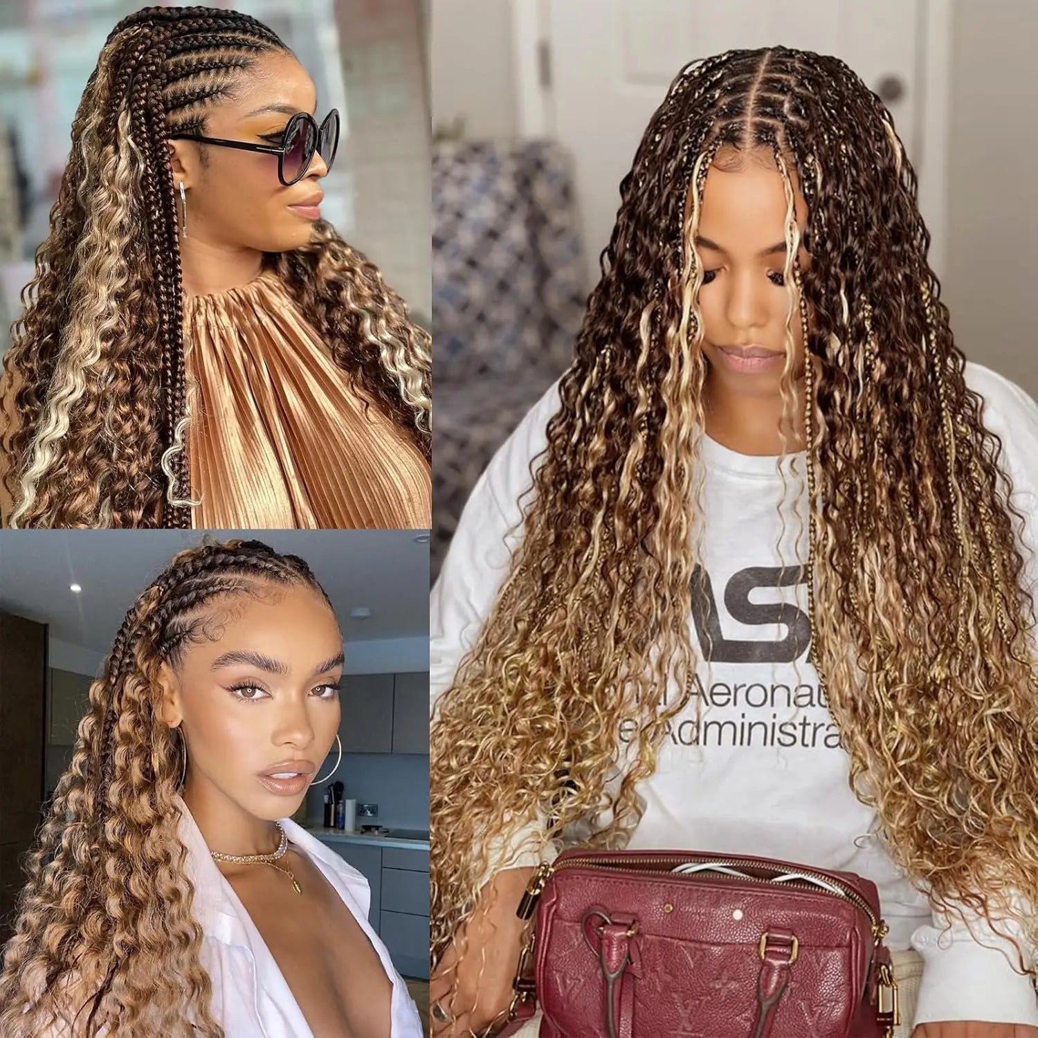 P4/27 Highligt Deep Wave Bulk Human Hair Braiding Blonde Curly Brazilian Human Hair