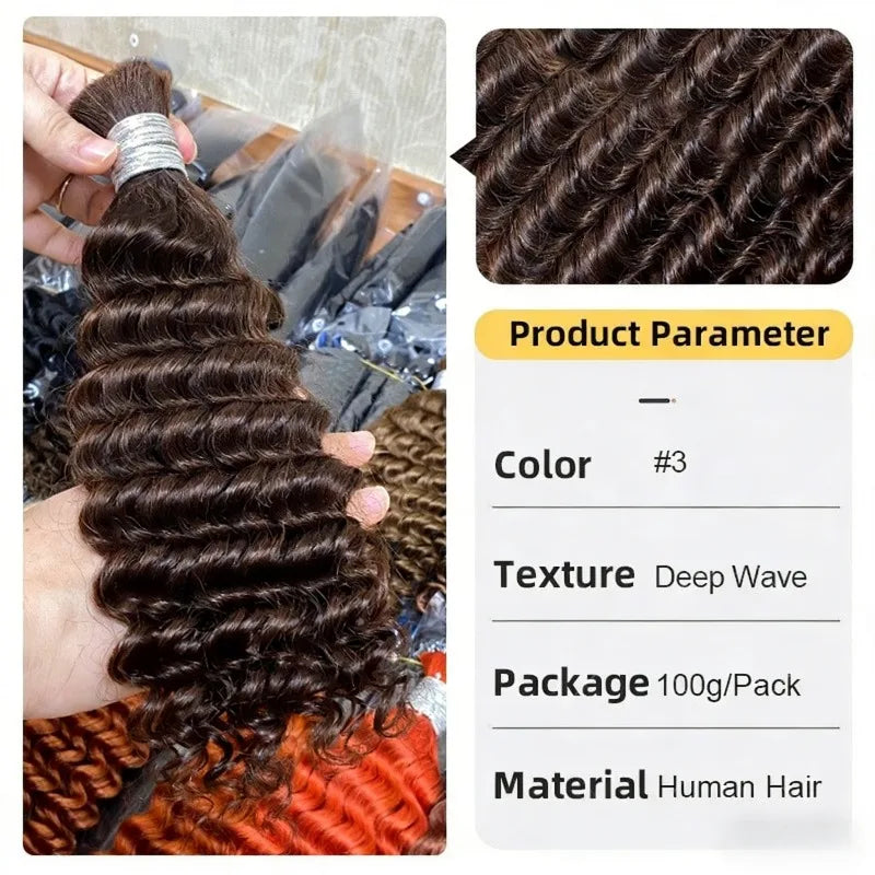 High Quality #1#2#3#4  Wave 16-26 Inch Boho Braids Hair Bulk 100g/pack Many Color