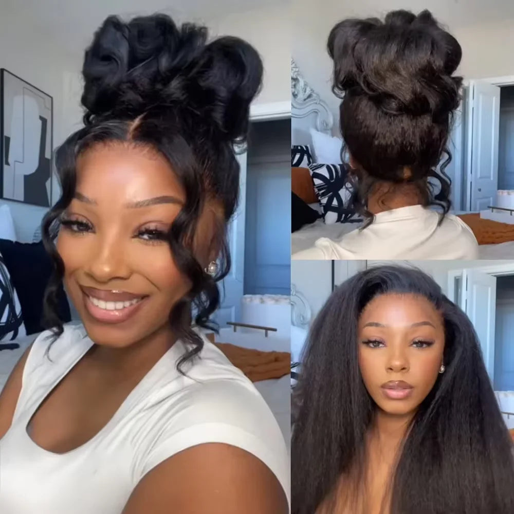 30 32 Inch 13x6 Hd Lace Frontal Wig Human Hair Kinky Straight Wig