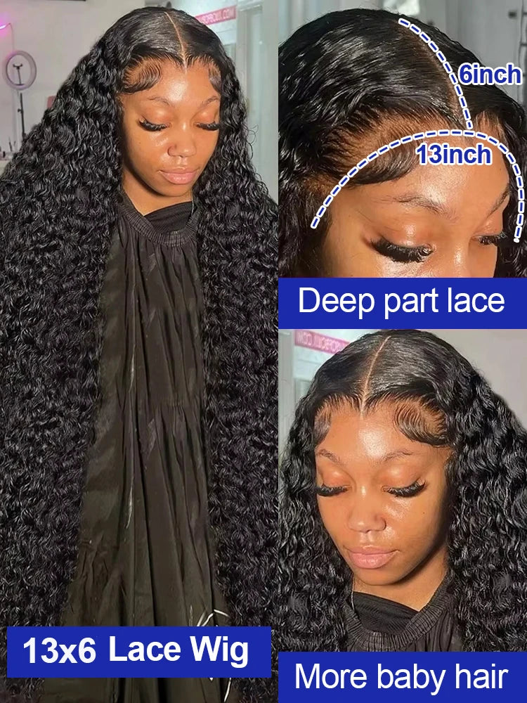 Deep Wave Frontal Wigs Pre Plucked Baby Hair Bleached Knots 300