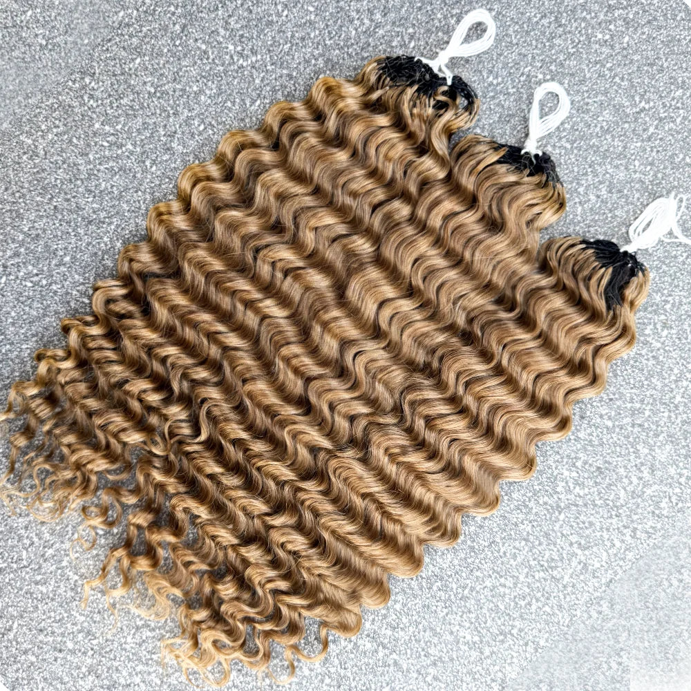 Miracle Knots Honey Blonde Deep Wave Feather Crochet Human Hair