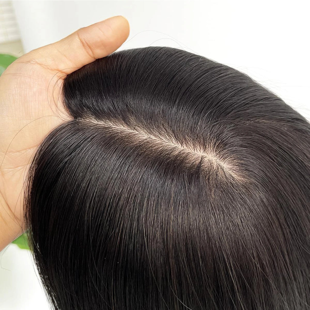 Woman Topper Human Hair Silk Base Topper Breathable Natural Scalp Top Virgin European Human Hair