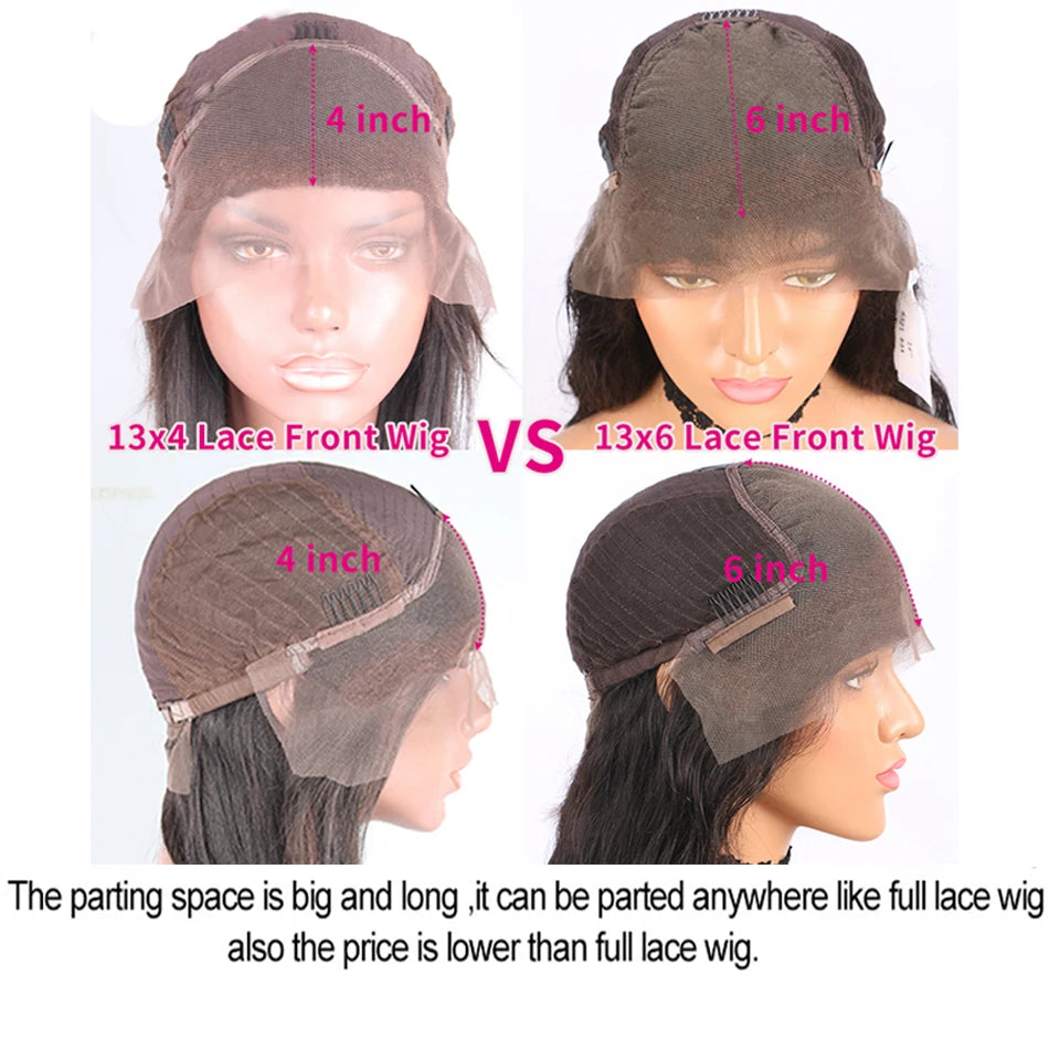 13x6 HD Lace Frontal Wigs Brazilian Straight Human Hair Wigs For Women Pre Plucked HD Transparent Lace Front Human Hair Wigs