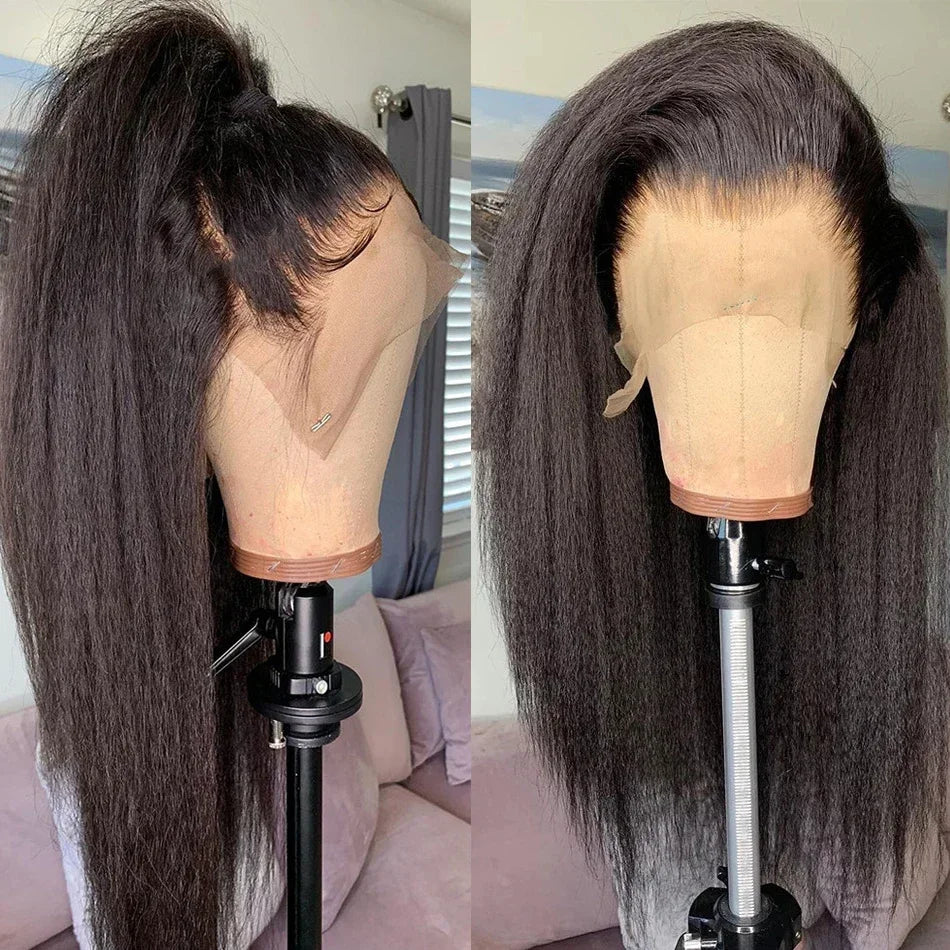 30 32 Inch 13x6 Hd Lace Frontal Wig Human Hair Kinky Straight Wig