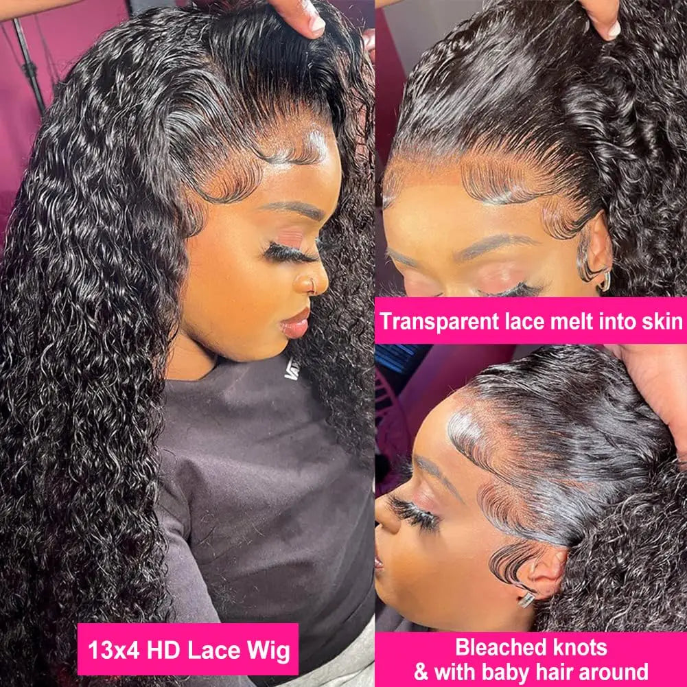 Wear and Go Glueless Wigs Deep Wave Human Hair Pre Plucked 13x4 Wet and Wavy Kinky