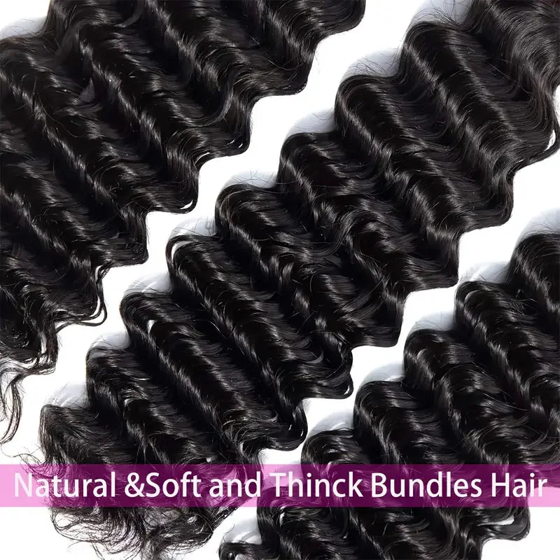 Deep Wave Human Hair Bundles 1/3/4PCS Deep Curly Bundles 28 30 42 Inch 100% Human Hair Wigs