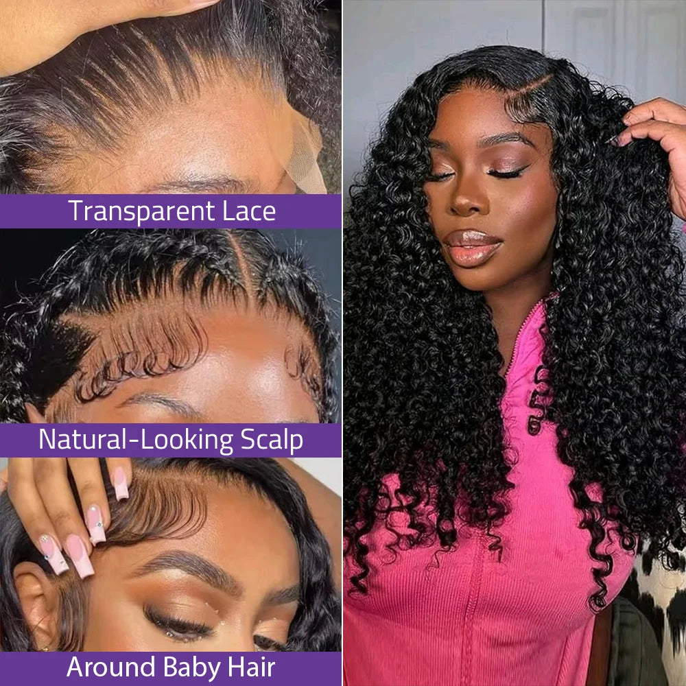 40 Inch 7x6 Glueless Lace Front 12A Burmese Curly Human Hair Wig