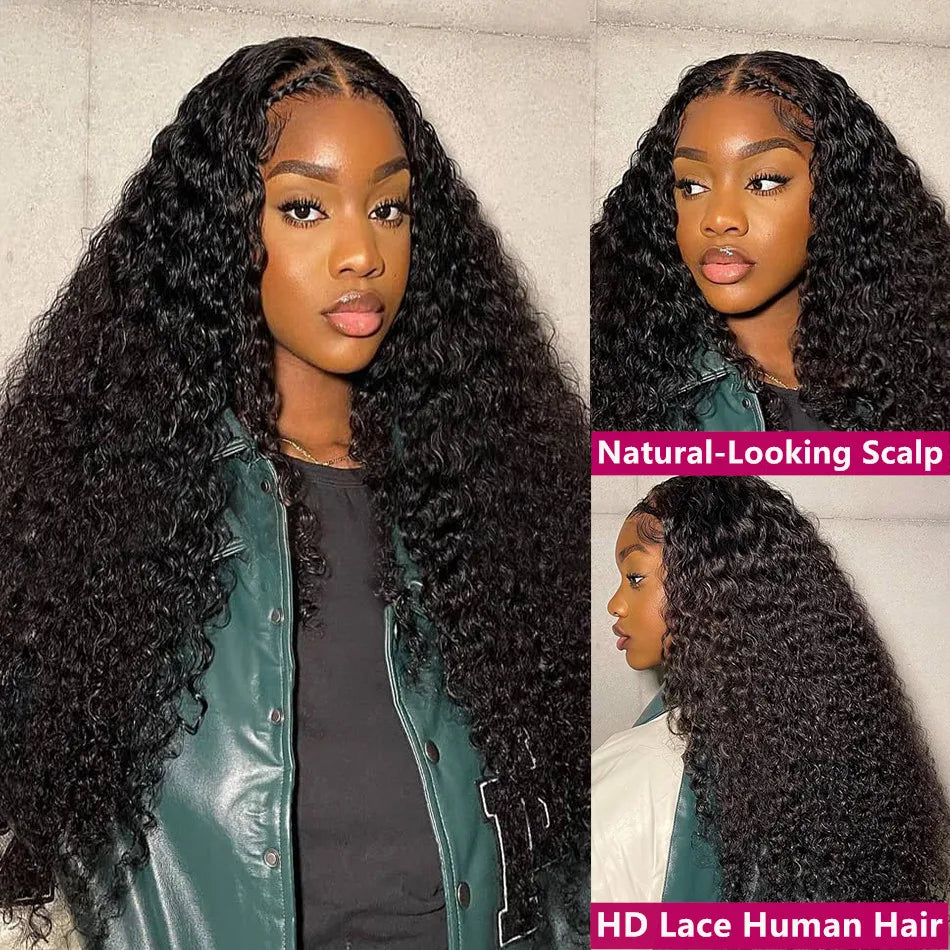 HD Deep Wave 13x4 Lace Frontal Remy 200% Density Curly 4x4 Closure