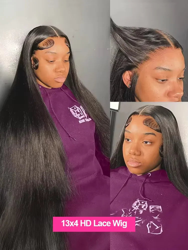 30 40 Inch 13x4 13x6 HD Transparent Bone Straight Lace Front Wigs