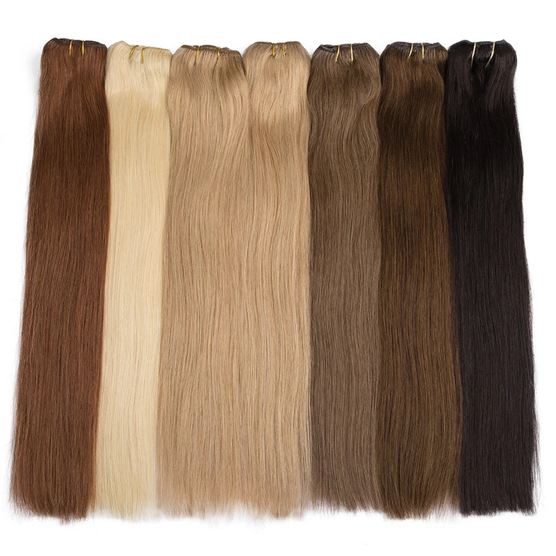 Clips In Human Hair Extensions 100% Real Human Hair Weft 7Pcs Clip in Natural hair