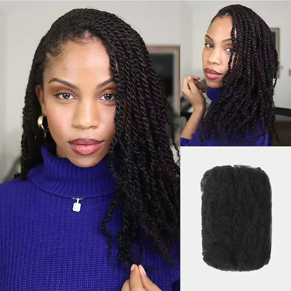 QVR Afro Kinky Bulk Hair No Attachment QVR Afro Curly Bulk Human Hair