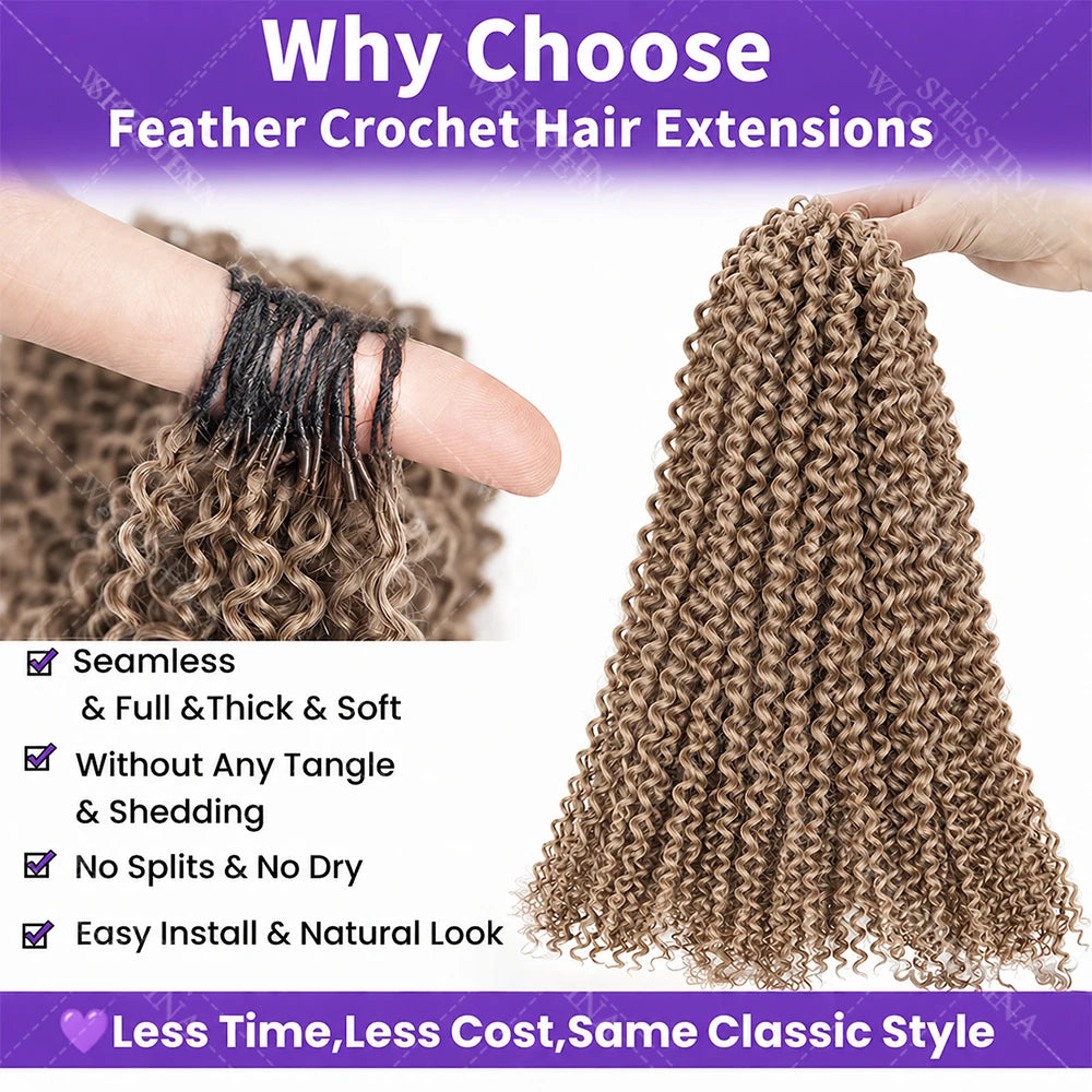 Curly Feather Miracle Knots Crochet Braid Human Hair #27 Blonde Knotless Small