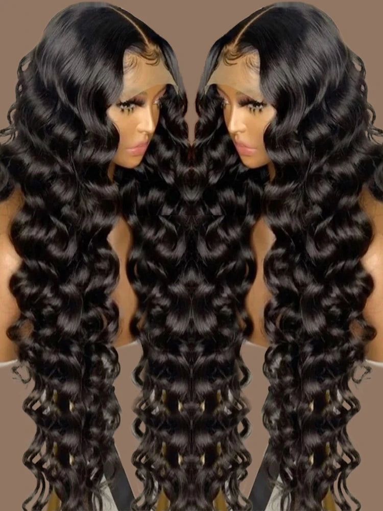 40 Inch Loose Deep Wave Lace Front Human Hair Wig Brazilian Nature Wave Curly Wigs Human Hair
