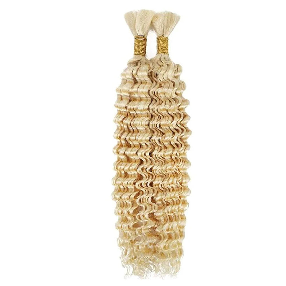P4/27 Highligt Deep Wave Bulk Human Hair Braiding Blonde Curly Brazilian Human Hair