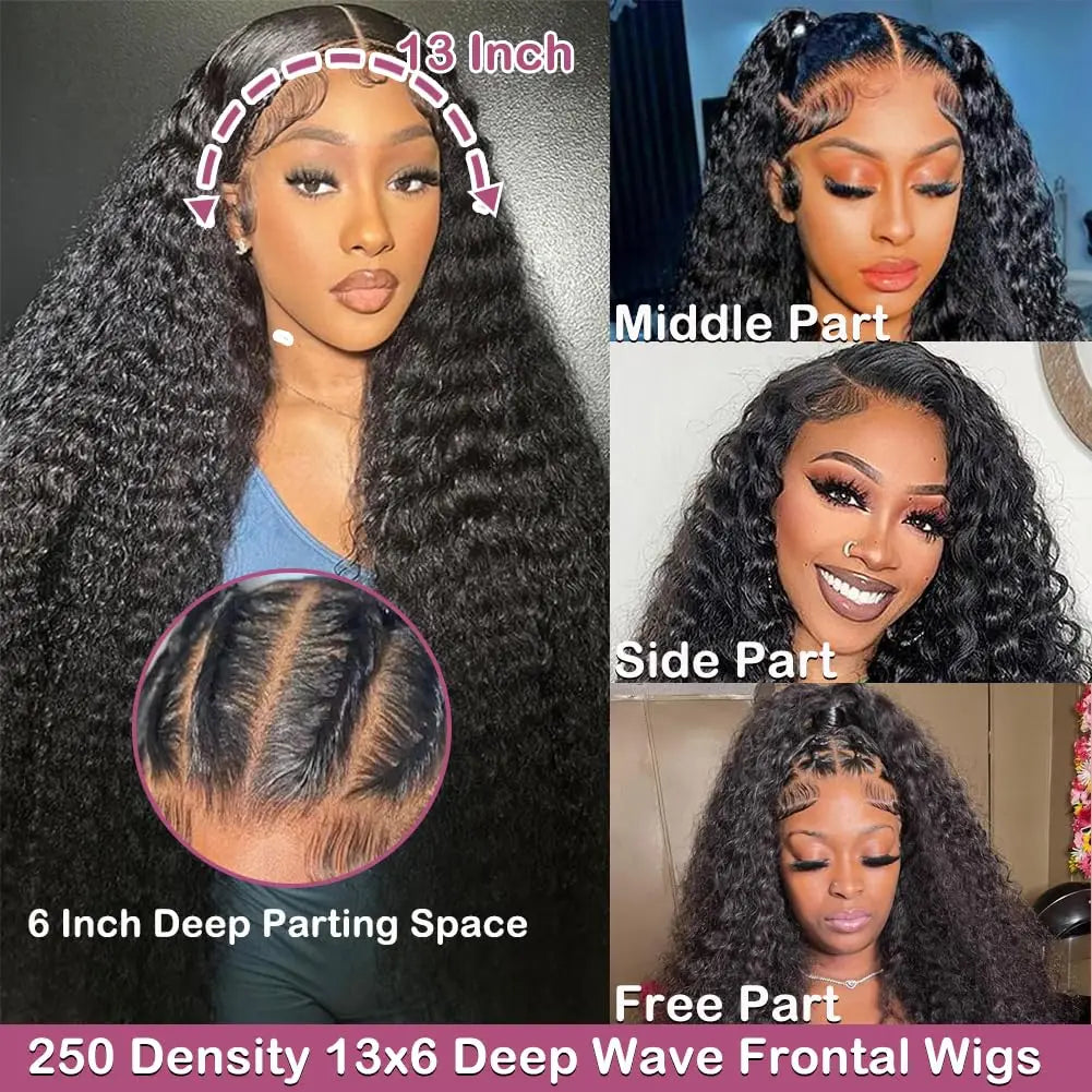 13x6 Hd Frontal Human Hair Pre-plucked Lace Brazilian Water Wave With Hd 13x4 Front Wig