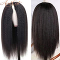 16-36Inch Kinky Straight V Part Wig Glueless Wig Human Hair