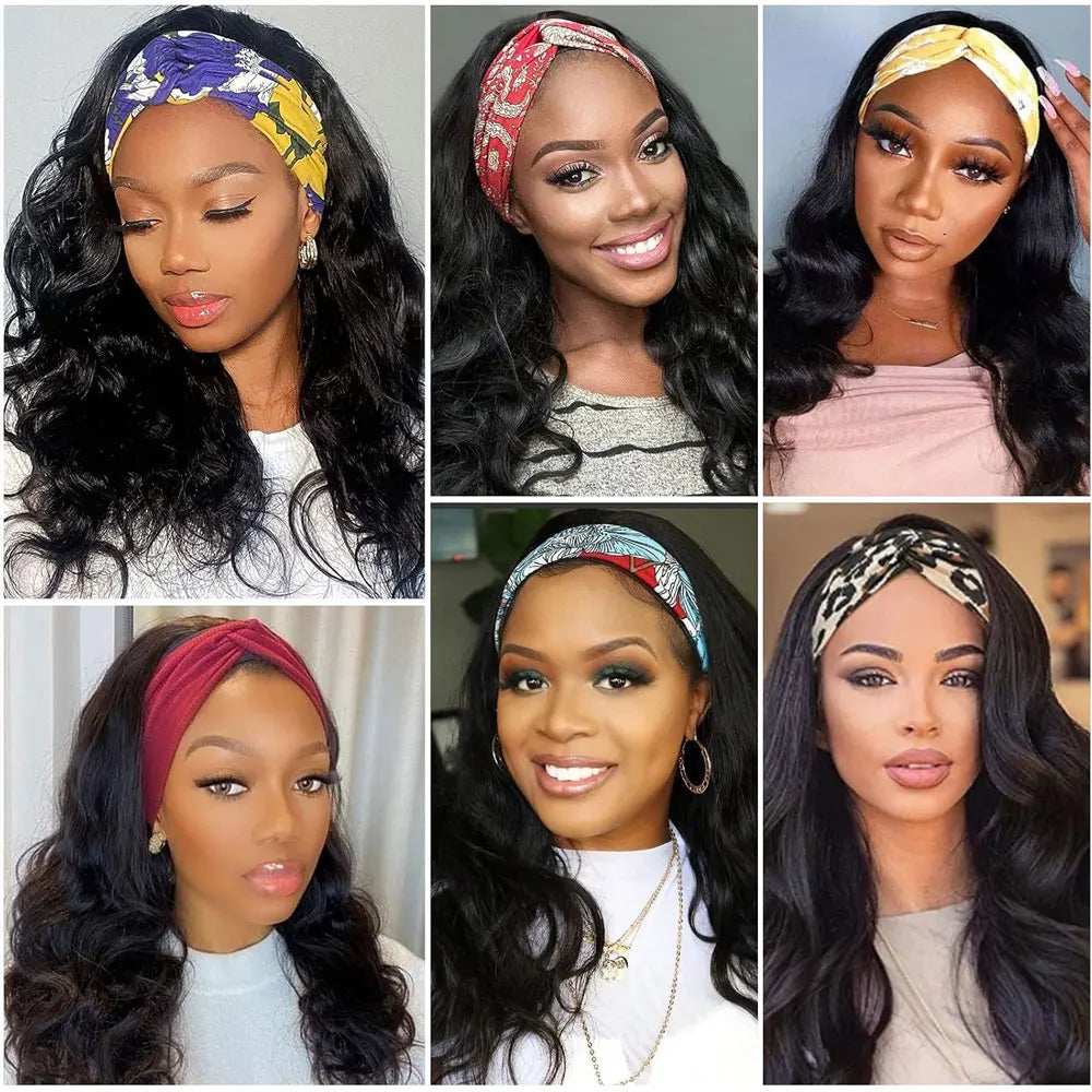 30 40 Inch Headband Wig Human Hair Body Wave Wig 200% Density Remy Human Hair Wigs