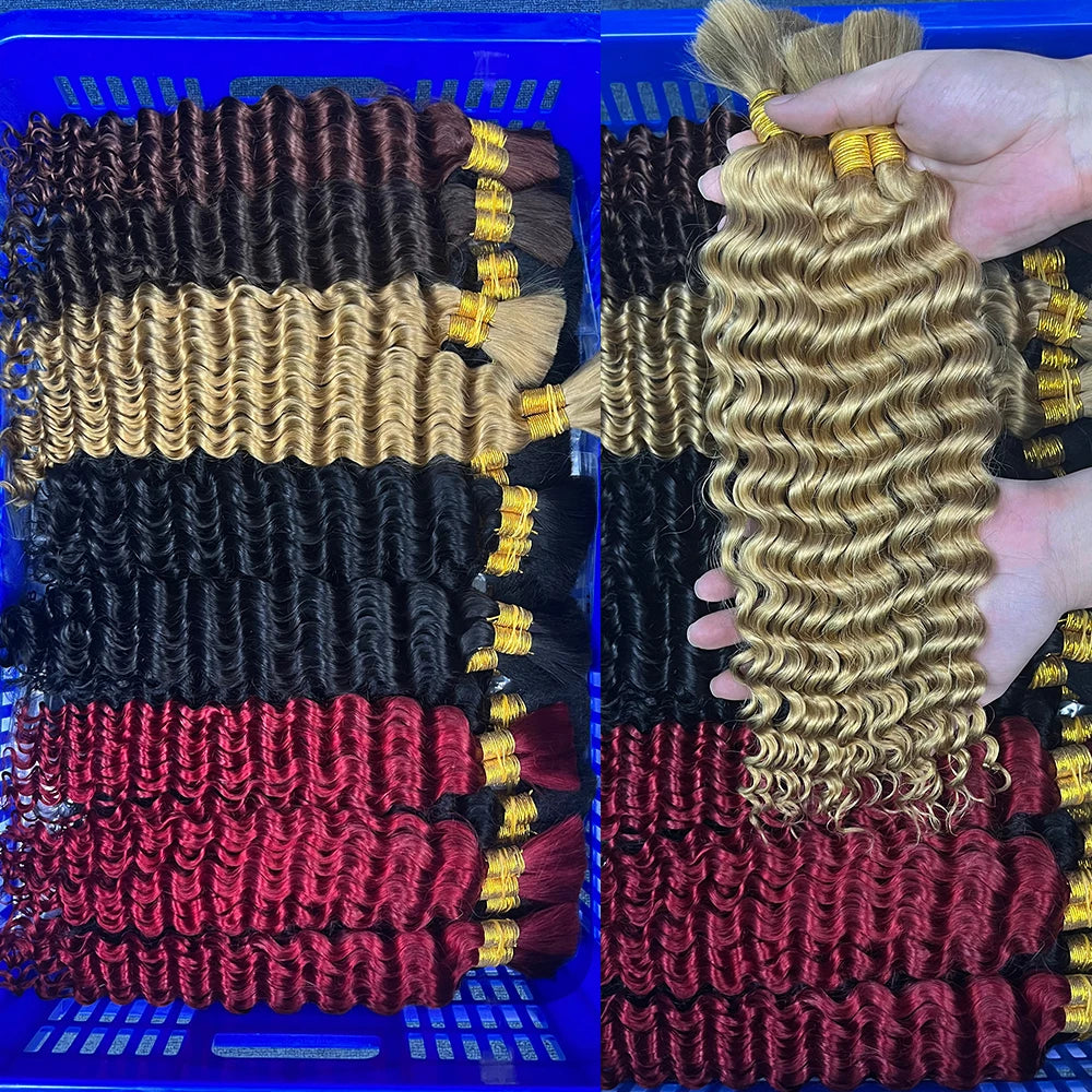 P4/27 Highligt Deep Wave Bulk Human Hair Braiding Blonde Curly Brazilian Human Hair