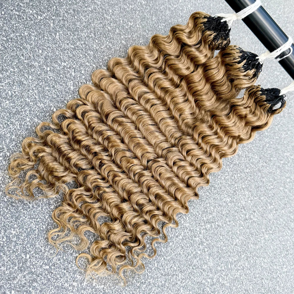 Miracle Knots Honey Blonde Deep Wave Feather Crochet Human Hair