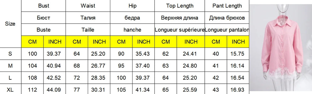 Casual Women's Matching Sets Long Sleeve Shirts Shorts Suit Lace