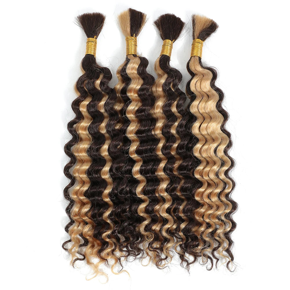 P4/27 Highligt Deep Wave Bulk Human Hair Braiding Blonde Curly Brazilian Human Hair