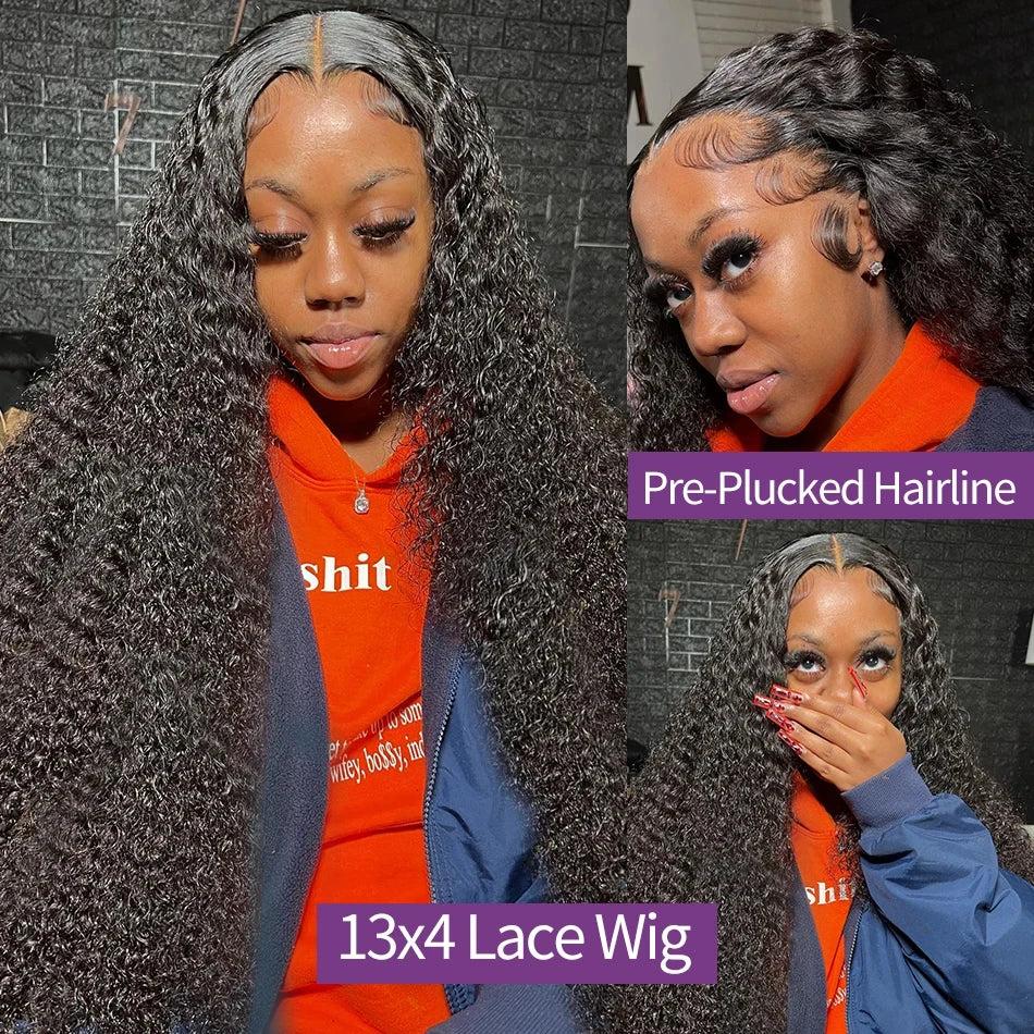 360 Hd Full Lace Wig Invisible Drawstring Curly Deep Wave Frontal Wig
