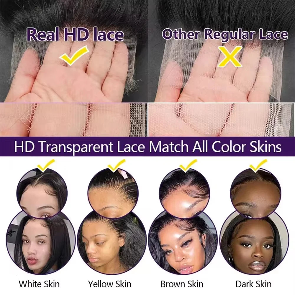 40 Inch 7x6 Glueless Lace Front 12A Burmese Curly Human Hair Wig