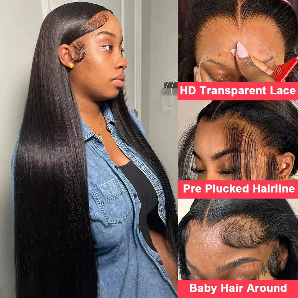 Hair 13x6 HD Lace 13x4 Transparent Frontal Wigs Pre Plucked For Black Women