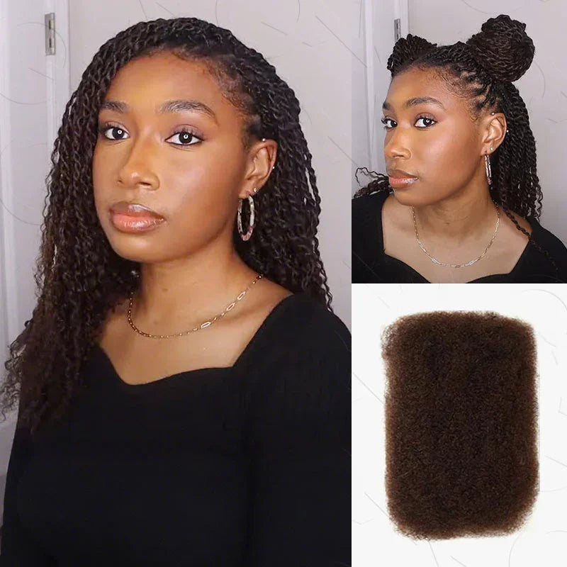 QVR Afro Kinky Bulk Hair No Attachment QVR Afro Curly Bulk Human Hair