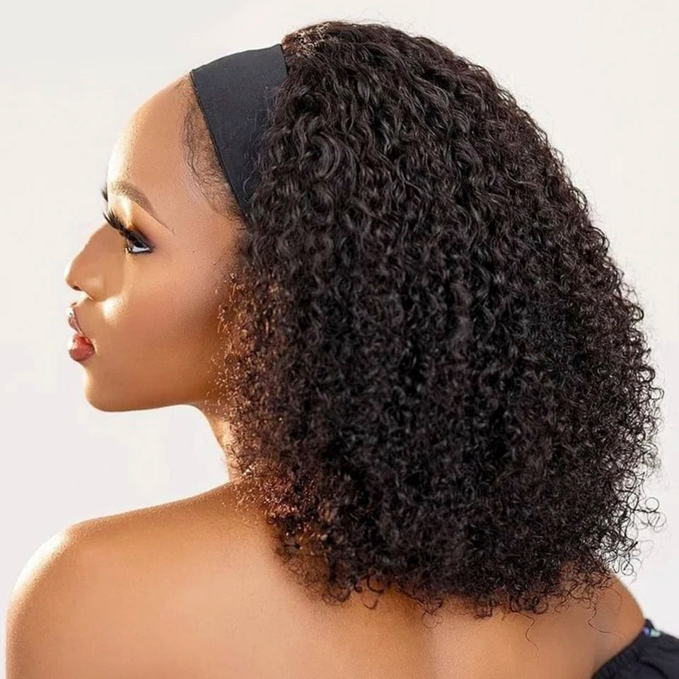 Malaysia Kinky Curly Human Hair Headband Wig For Black Women