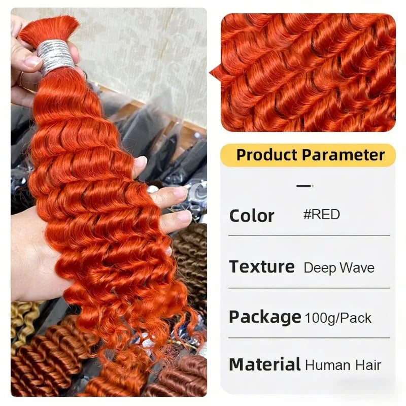 High Quality #1#2#3#4  Wave 16-26 Inch Boho Braids Hair Bulk 100g/pack Many Color
