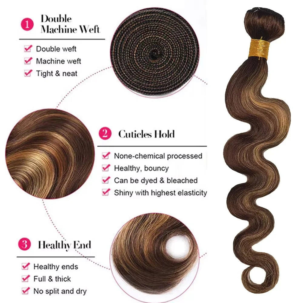 16A Highlight Ombre Body Wave Bundles Human Hair