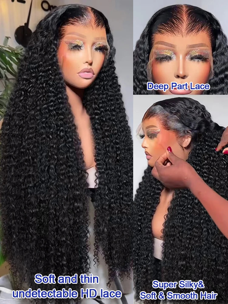 Deep Wave Frontal Wigs Pre Plucked Baby Hair Bleached Knots 300