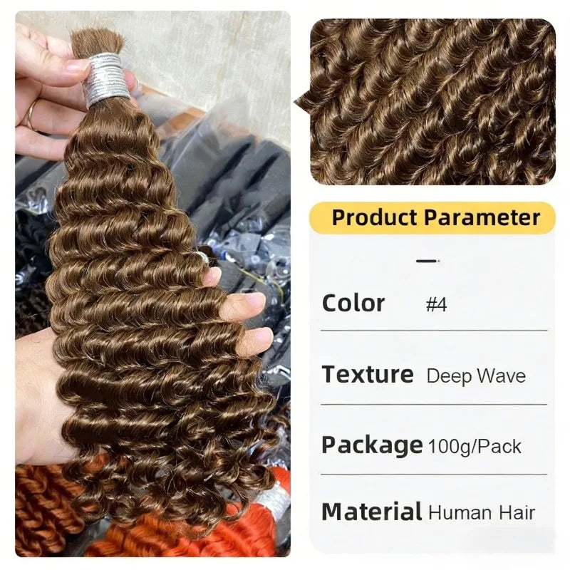 High Quality #1#2#3#4  Wave 16-26 Inch Boho Braids Hair Bulk 100g/pack Many Color