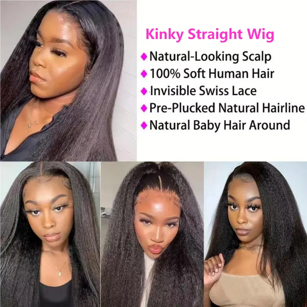 30 32 Inch 13x6 Hd Lace Frontal Wig Human Hair Kinky Straight Wig
