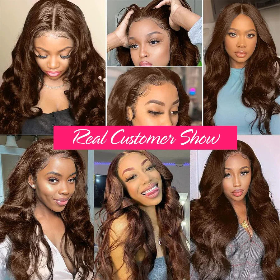 13x4 Brown Lace Front Human Hair Wigs