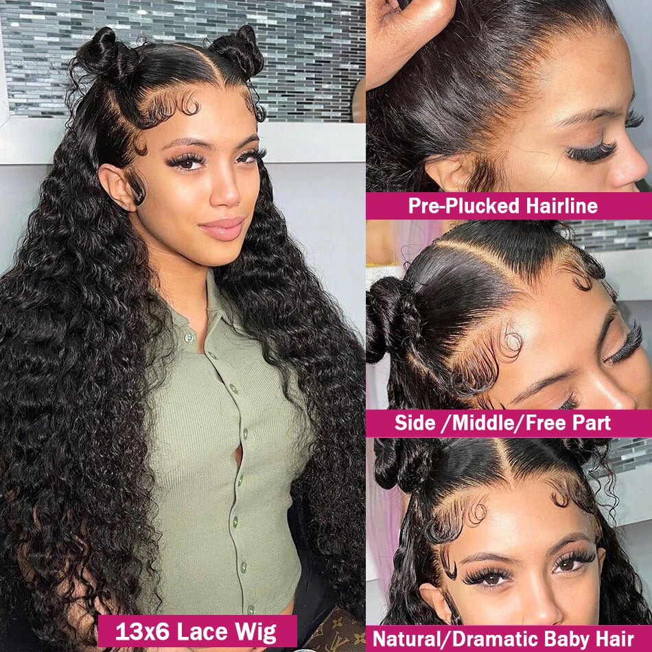HD Deep Wave 13x4 Lace Frontal Remy 200% Density Curly 4x4 Closure