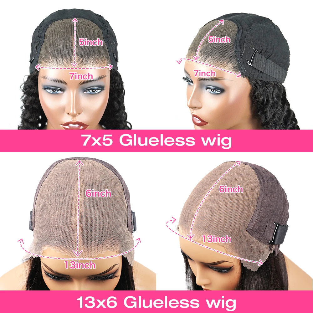 Deep Wave 13x6 HD Glueless Wear And Go Wigs 100% Human Hair