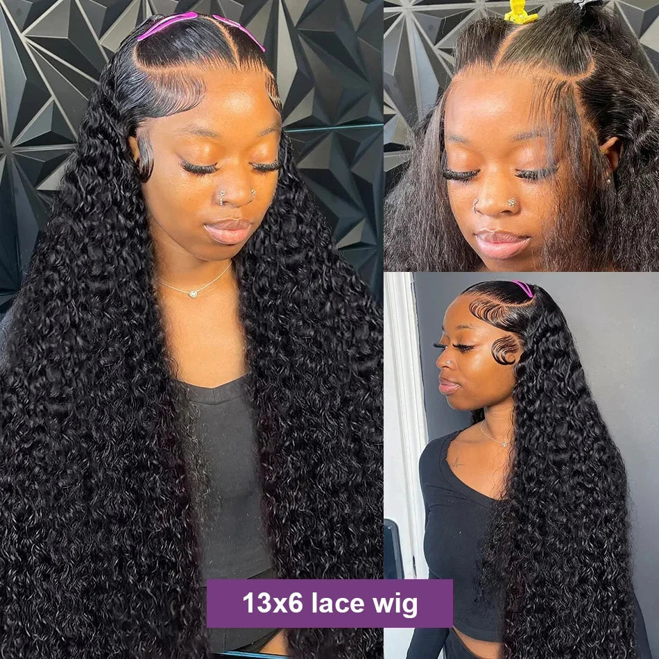 360 Hd Full Lace Wig Invisible Drawstring Curly Deep Wave Frontal Wig