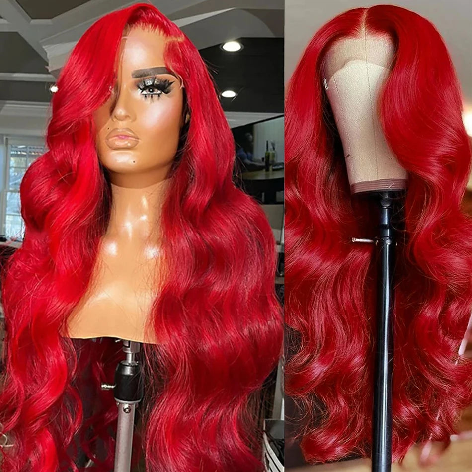 Hot Red Bone Straight 13x4 HD Transparent Lace Front Human Hair