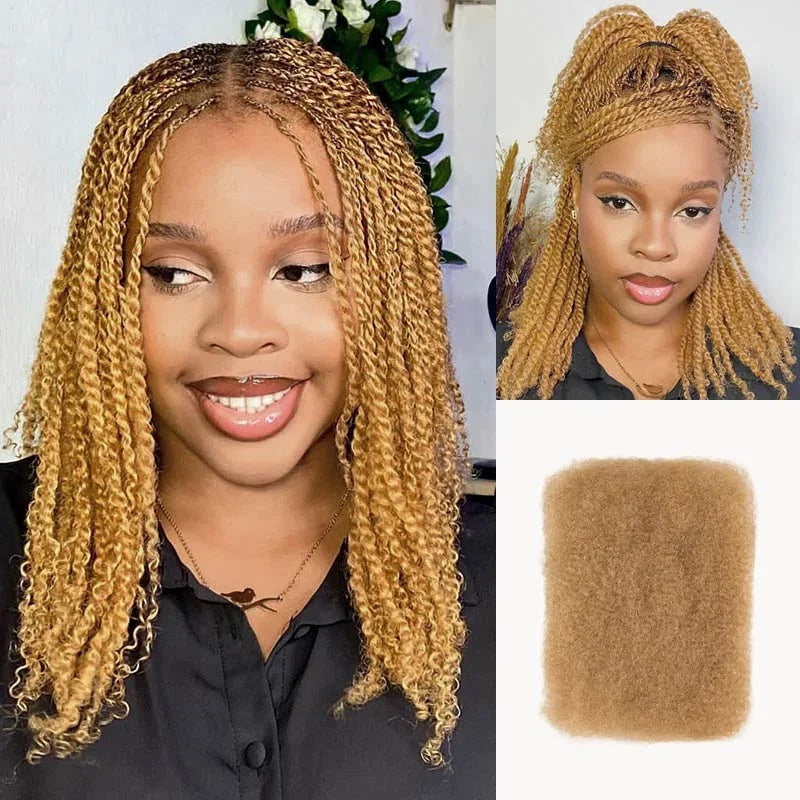 QVR Afro Kinky Bulk Hair No Attachment QVR Afro Curly Bulk Human Hair