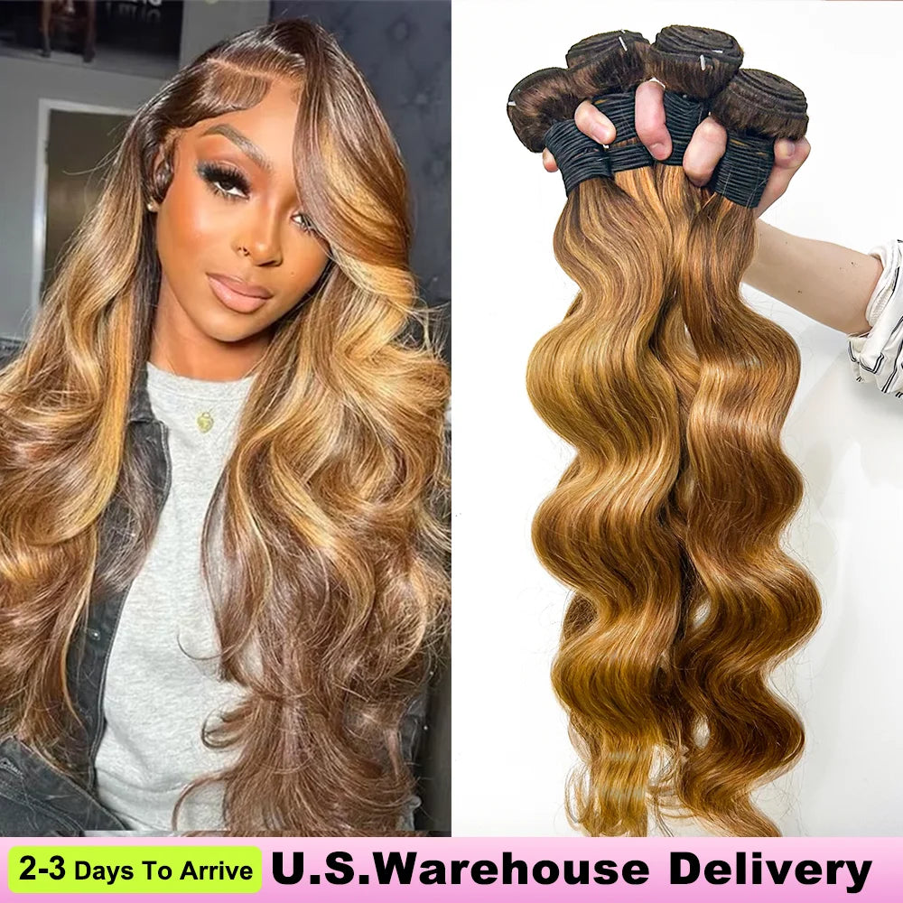 16A Highlight Ombre Body Wave Bundles Human Hair