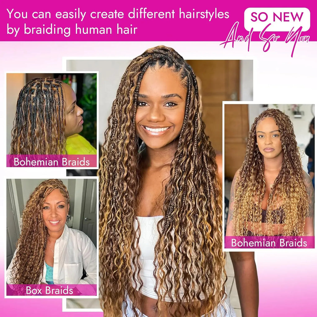 P4/27 Highligt Deep Wave Bulk Human Hair Braiding Blonde Curly Brazilian Human Hair